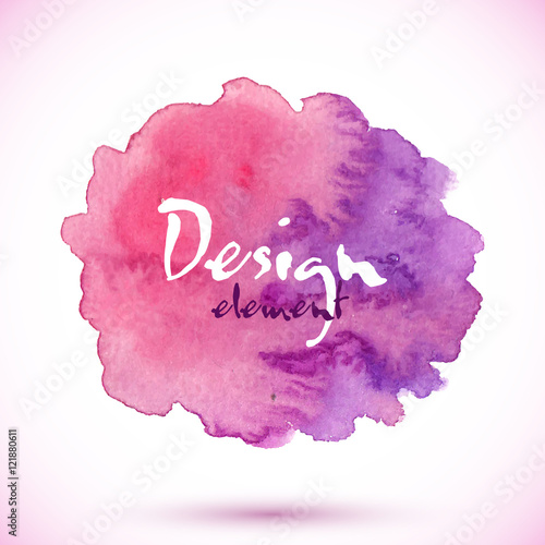 Purple watercolor painted vector isolated stain with shadow