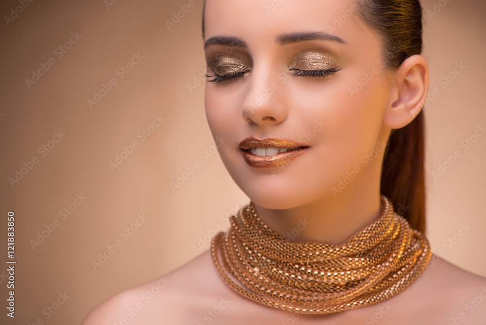 Nice woman wearing elegant jewellery Nice woman wearing elegant jewellery