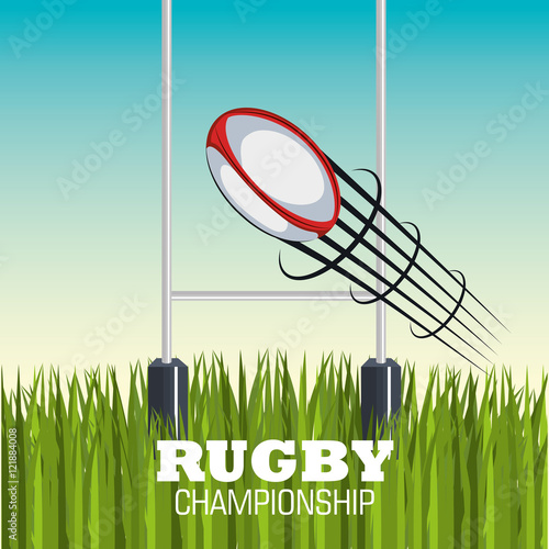 rugby ball goal post and field graphic vector illustration eps 10