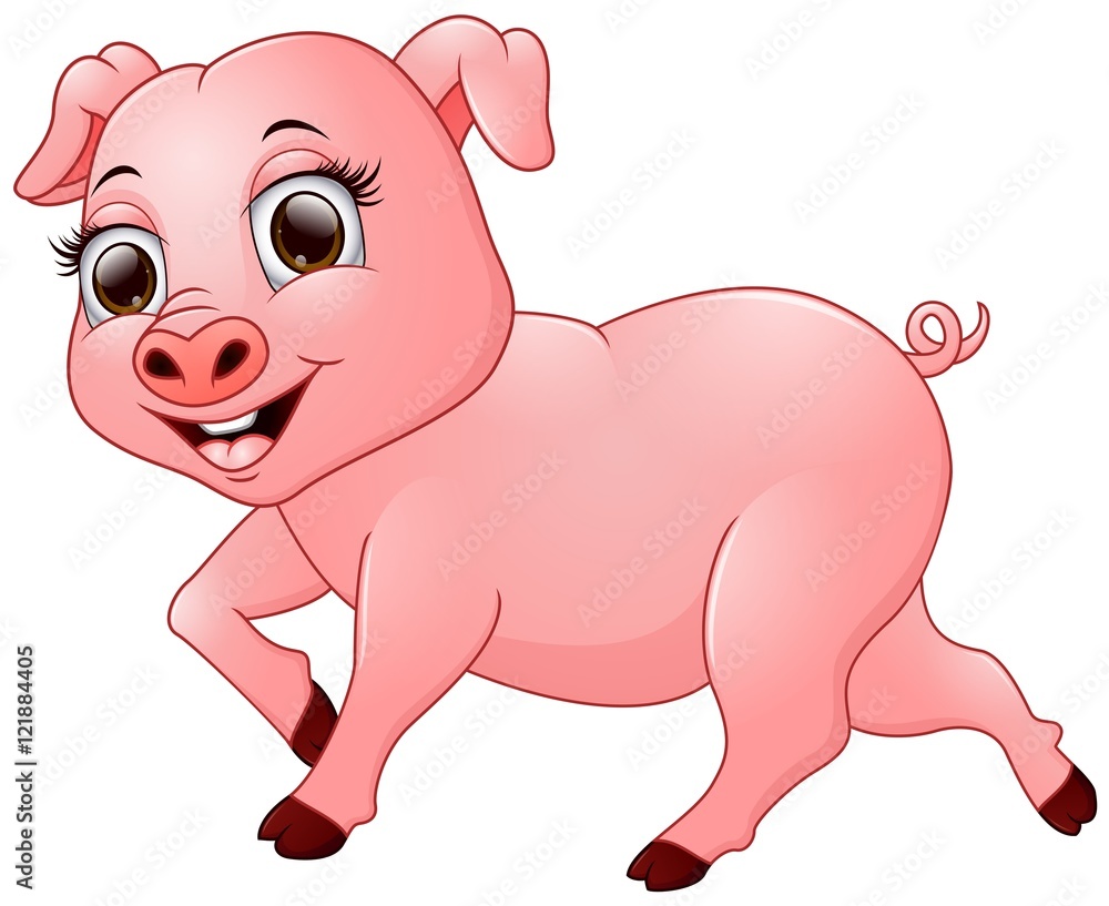Cartoon happy pig isolated on white background Cartoon happy pig isolated on white background