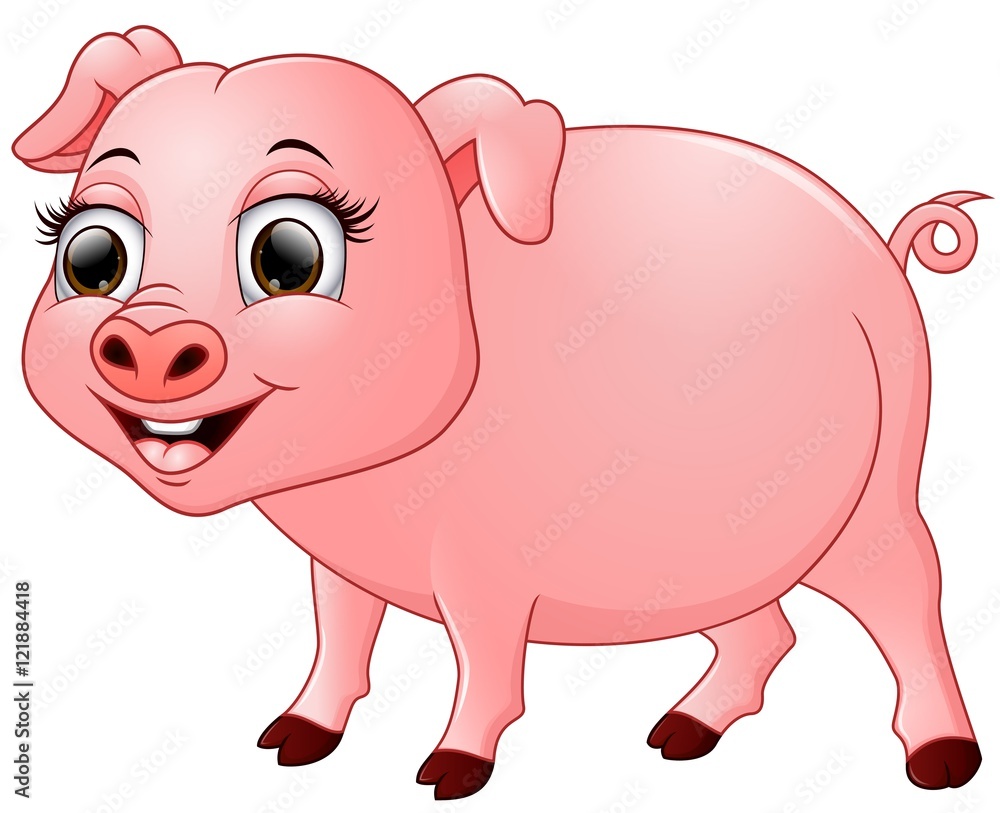 Cute baby pig cartoon isolated on white background Cute baby pig cartoon isolated on white background