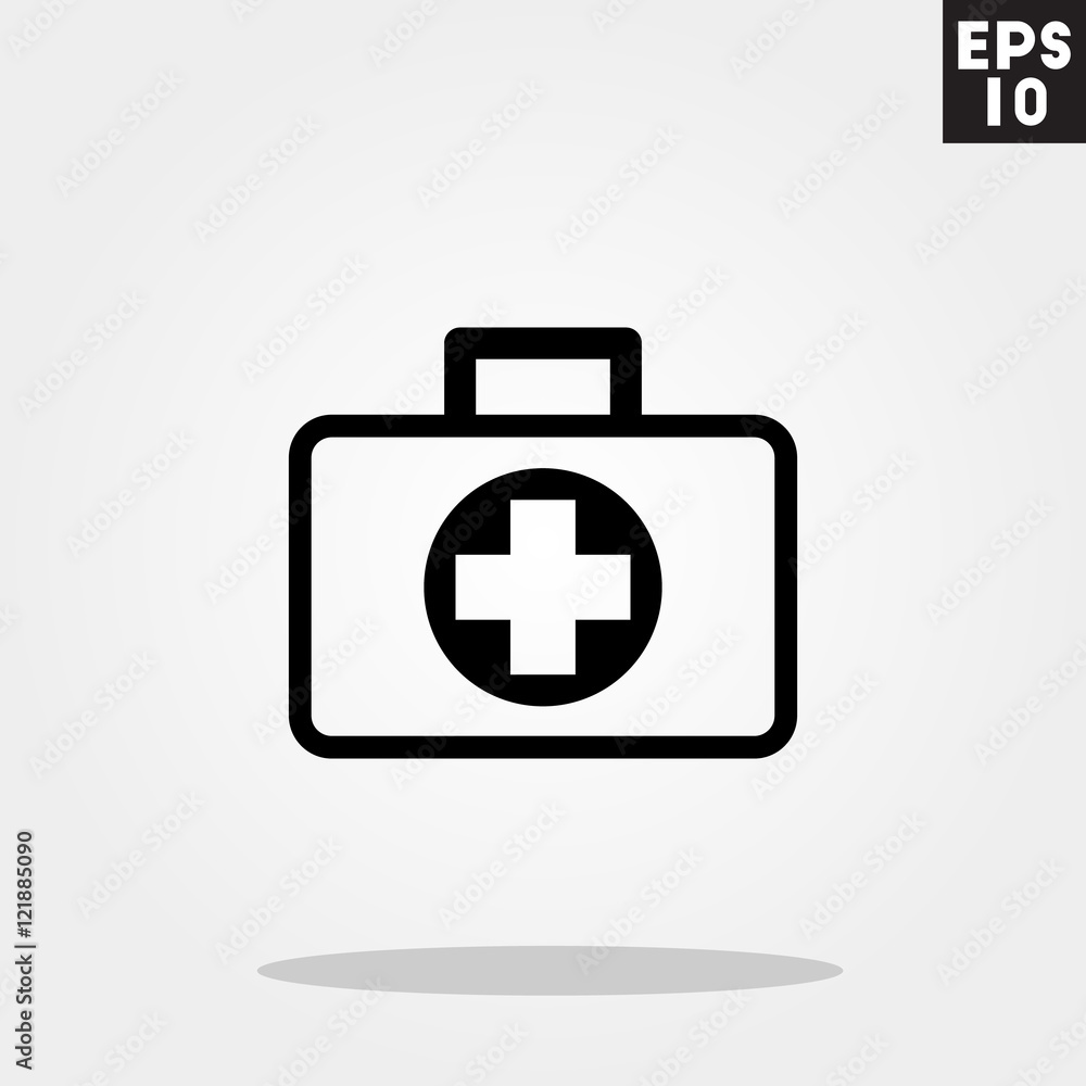 First aid kit icon in trendy flat style isolated on grey background. Id card symbol for your design, logo, UI. Vector illustration, EPS10. First aid kit icon in trendy flat style isolated on grey background. Id card symbol for your design, logo, UI. Vector illustration, EPS10.