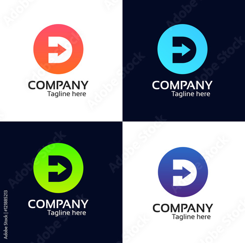 D letter round icon company logo sign vector design