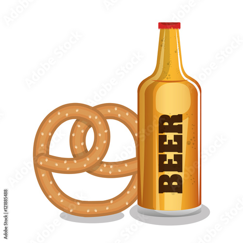 beer and pretzels food tradicional oktoberfest design vector illustration eps 10
