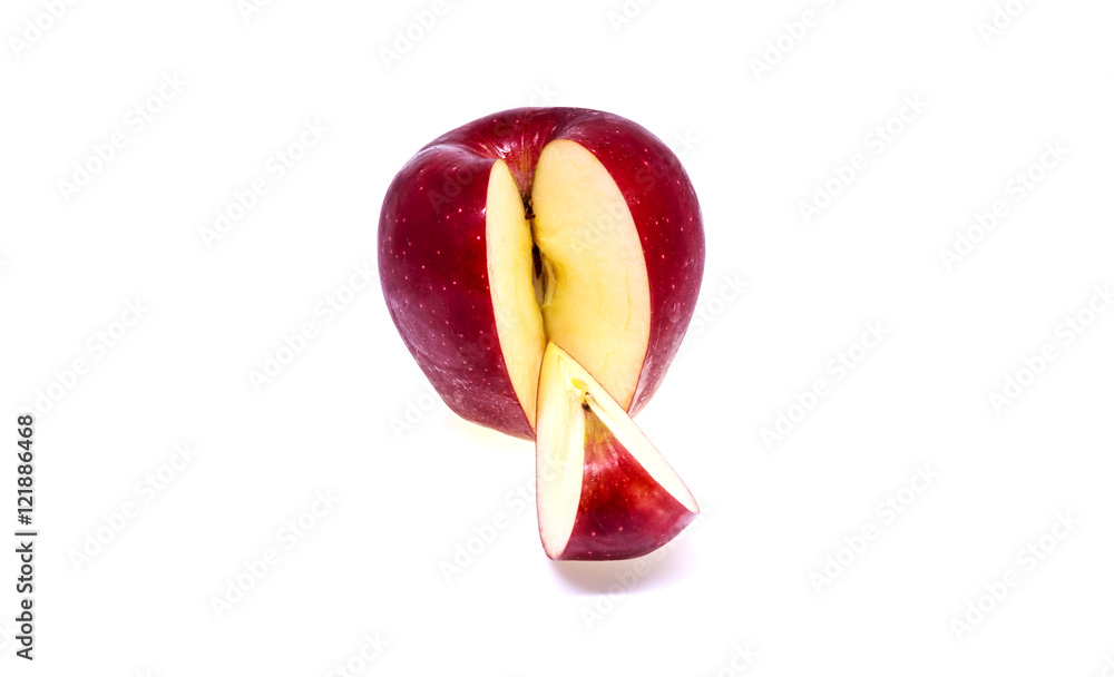 Fresh red apple isolated on white background.