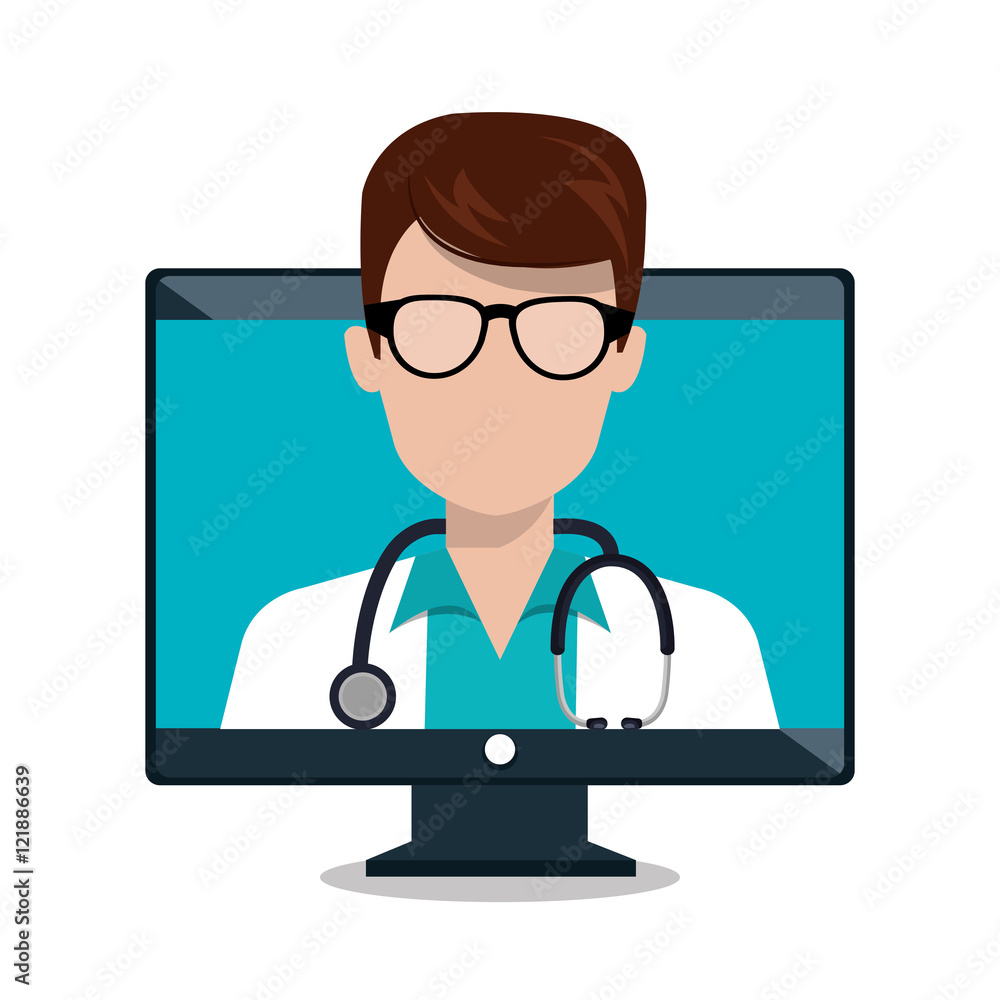 monitor doctor stethoscope consultation online isolated graphic vector illustration esp 10 monitor doctor stethoscope consultation online isolated graphic vector illustration esp 10