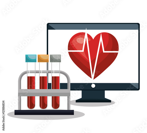 digital healthcare cardiology and test tube design vector illustration eps 10