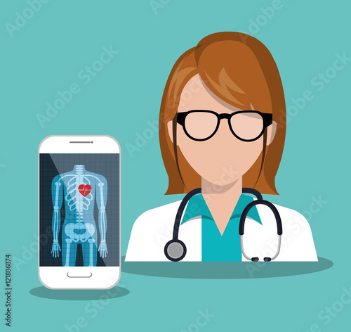 doctor digital healthcare radiography graphic vector illustration eps 10