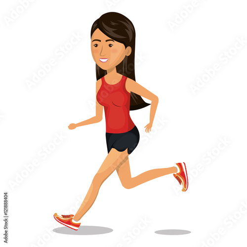 Fototapeta Naklejka Na Ścianę i Meble -  character woman running sport icon vector illustration