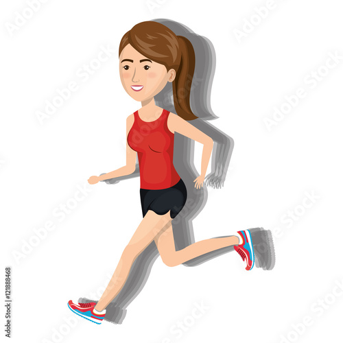 character woman running sport icon vector illustration