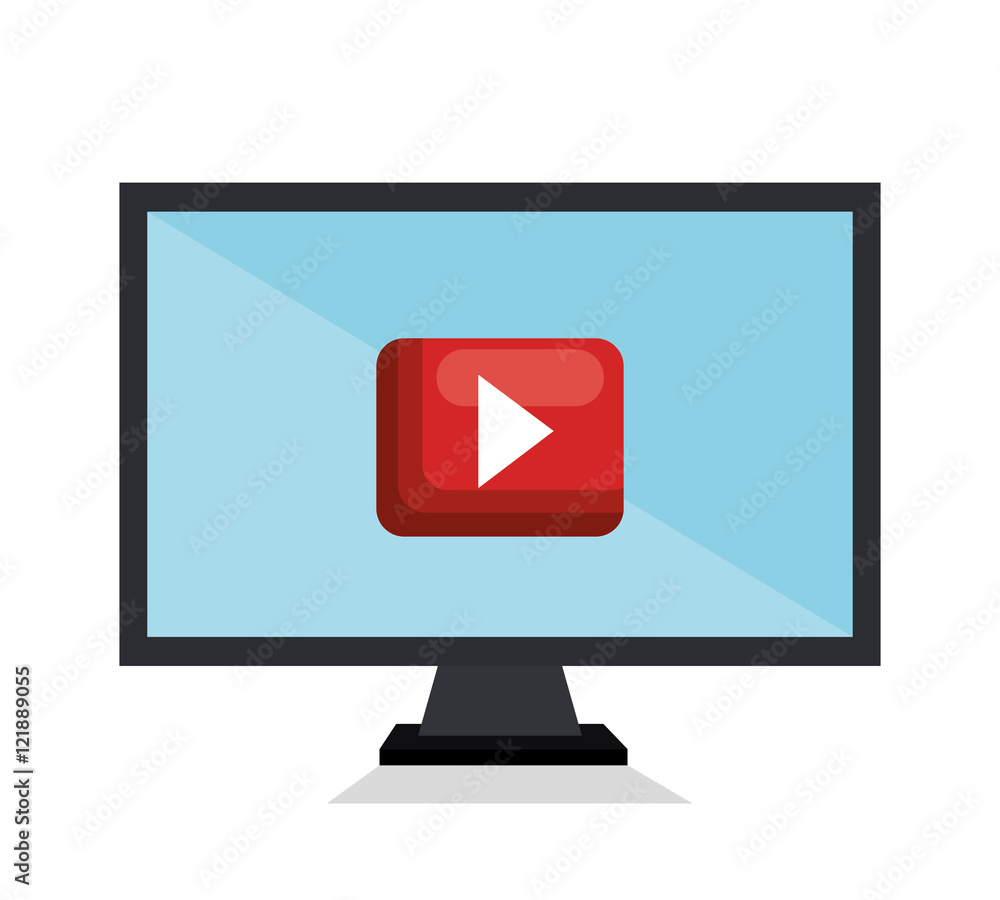 monitor pc icon play education online design vector illustration monitor pc icon play education online design vector illustration