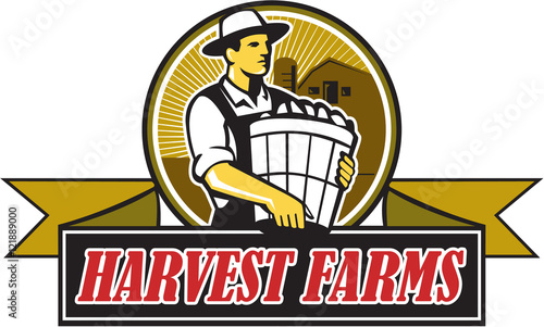 Organic Farmer Harvest Farms Circle Retro