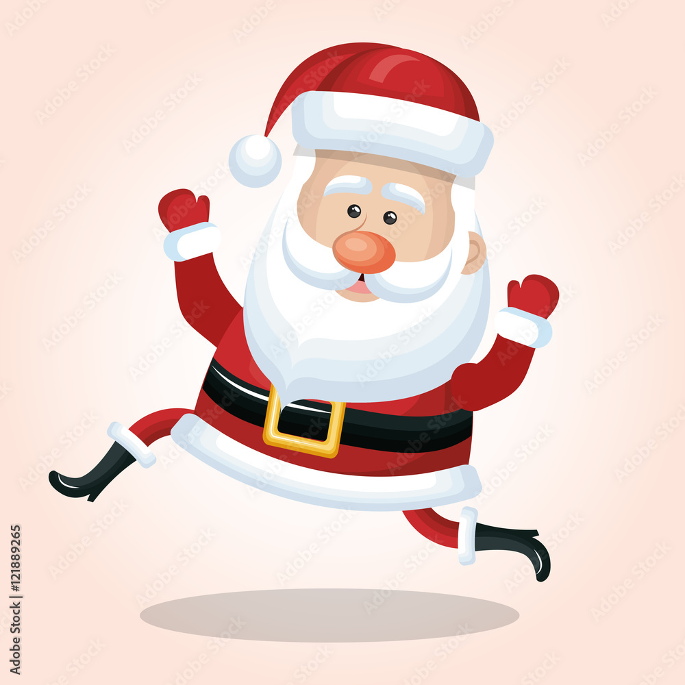 happy santa claus cartoon jump design vector illustration happy santa claus cartoon jump design vector illustration