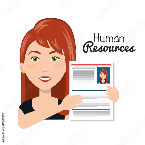 character woman with curriculum human resources vector illustration