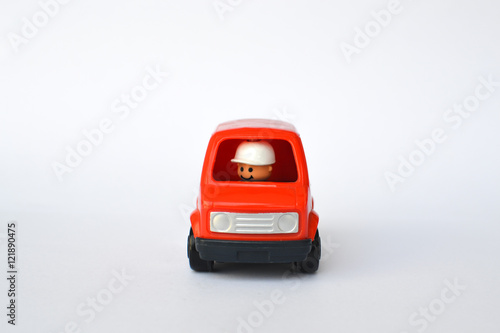 a red blocks car toy, transport, isolate background