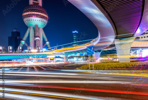Canvas Print china,shanghai,night scene of lujiazui financial district.