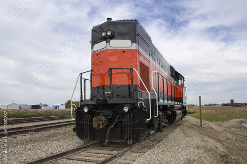 Black and orange diesel locomotive