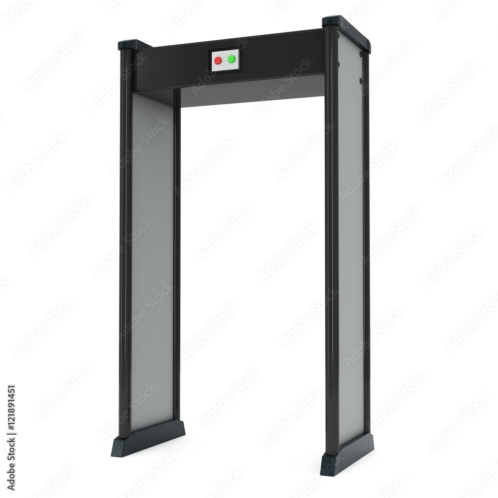 Metal detector scanner. 3D render isolated on white. Metal detector scanner. 3D render isolated on white.