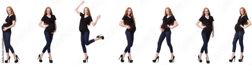 Pregnant woman in composite image isolated on white Pregnant woman in composite image isolated on white