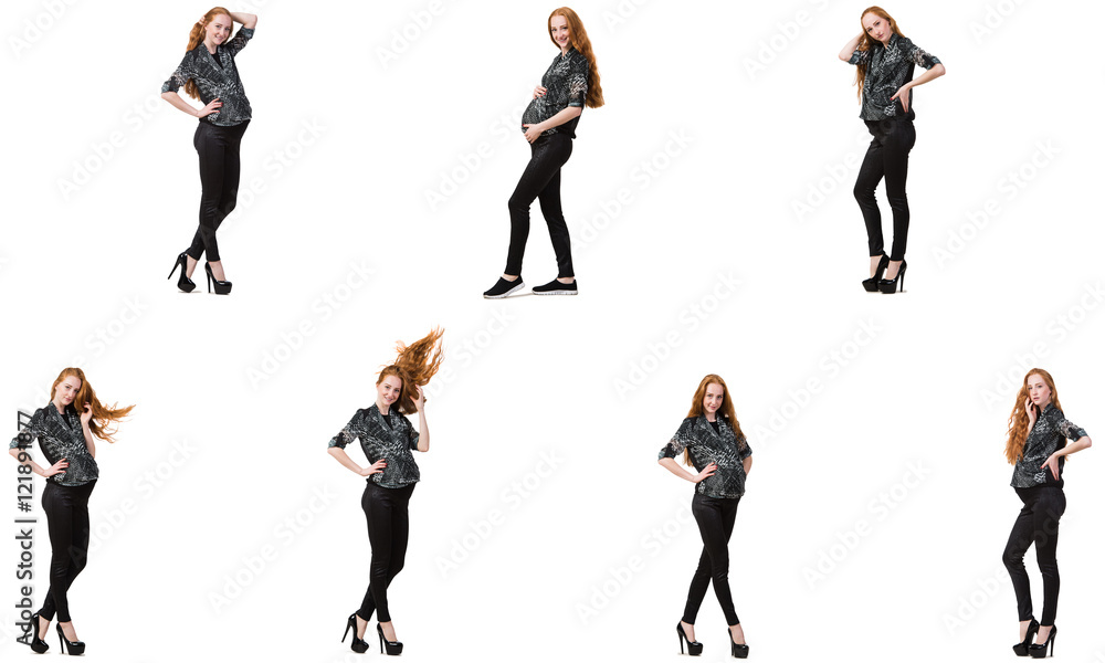 Pregnant woman in composite image isolated on white Pregnant woman in composite image isolated on white