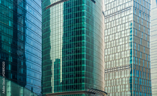 group of modern skyscrapers in hong kong central district,china,east asia. photo