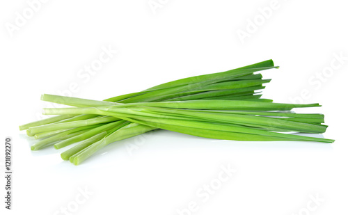 uncooked Chives or Chinese Chives on white background