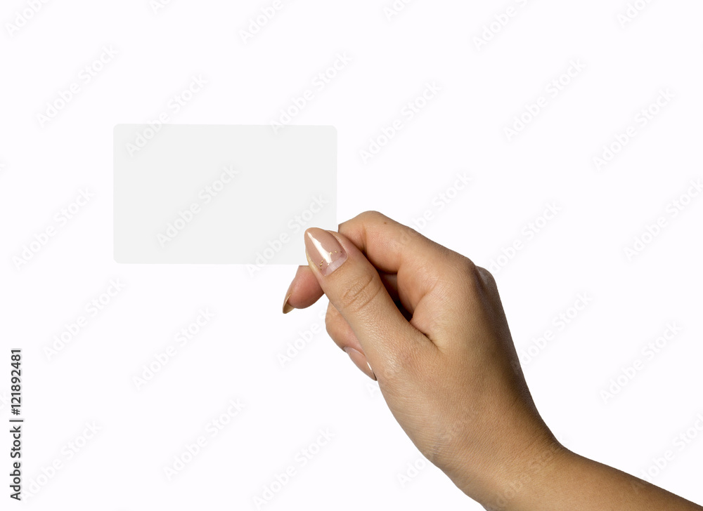 Fototapeta premium Blank Card In Woman Hand