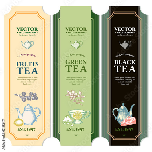 Black tea fruit tea green tea labels