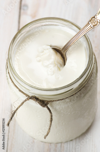 Sour cream in jar