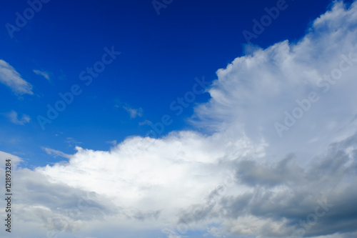 Scenic view of white clouds cape and blue sky.