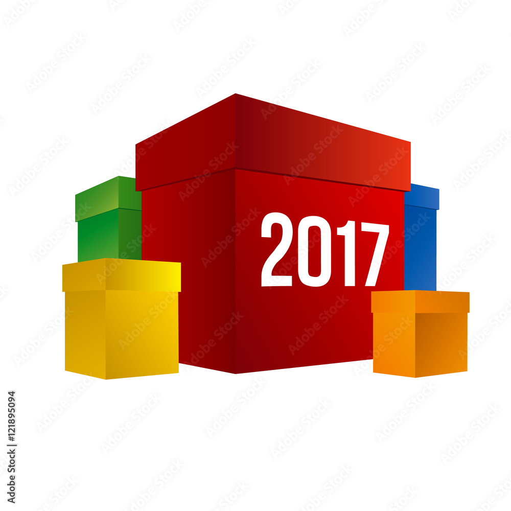 Fototapeta premium New year present boxes with numbers 2017