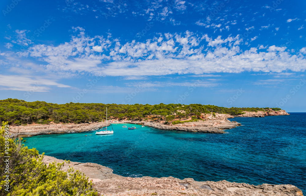 Beautiful Seaside Landscape Cove of Cala Borgit Majorca Spain