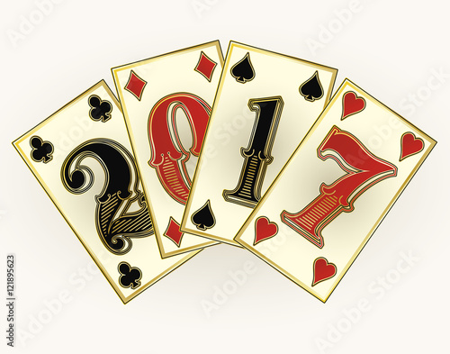 New 2017 year casino poker cards, vector illustration