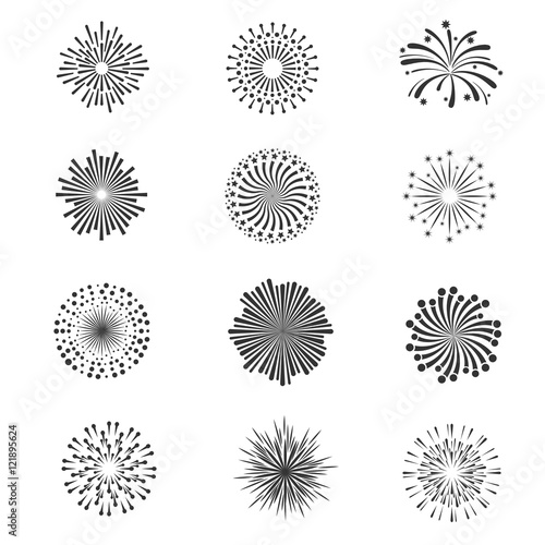 Festive fireworks, star explosion vector collection