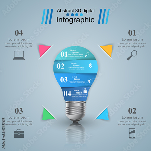 Infographic design. Bulb, Light icon.