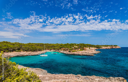 Beautiful Seaside Landscape Cove of Cala Borgit Majorca Spain