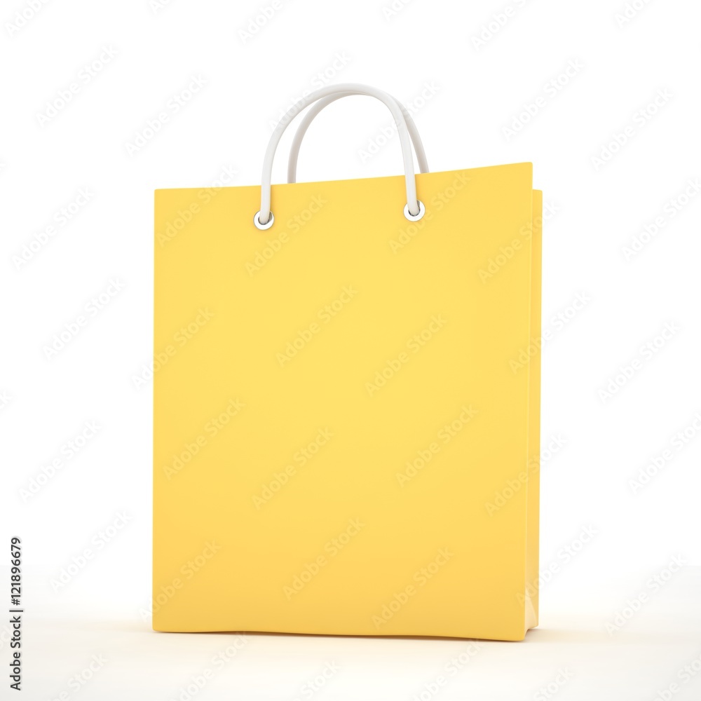 Paper Shopping Bag isolated on white background. 3d rendering. Paper Shopping Bag isolated on white background. 3d rendering.