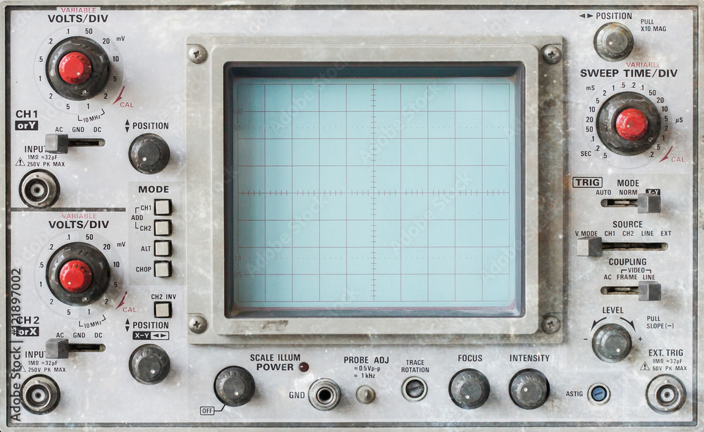 Fototapeta premium Old oscilloscope, technical equipment