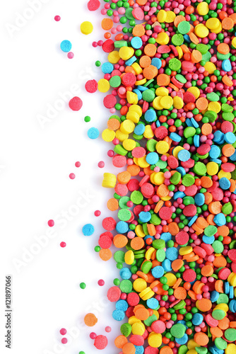 Colorful sugar sprinkle dots, decoration for cake and bakery
