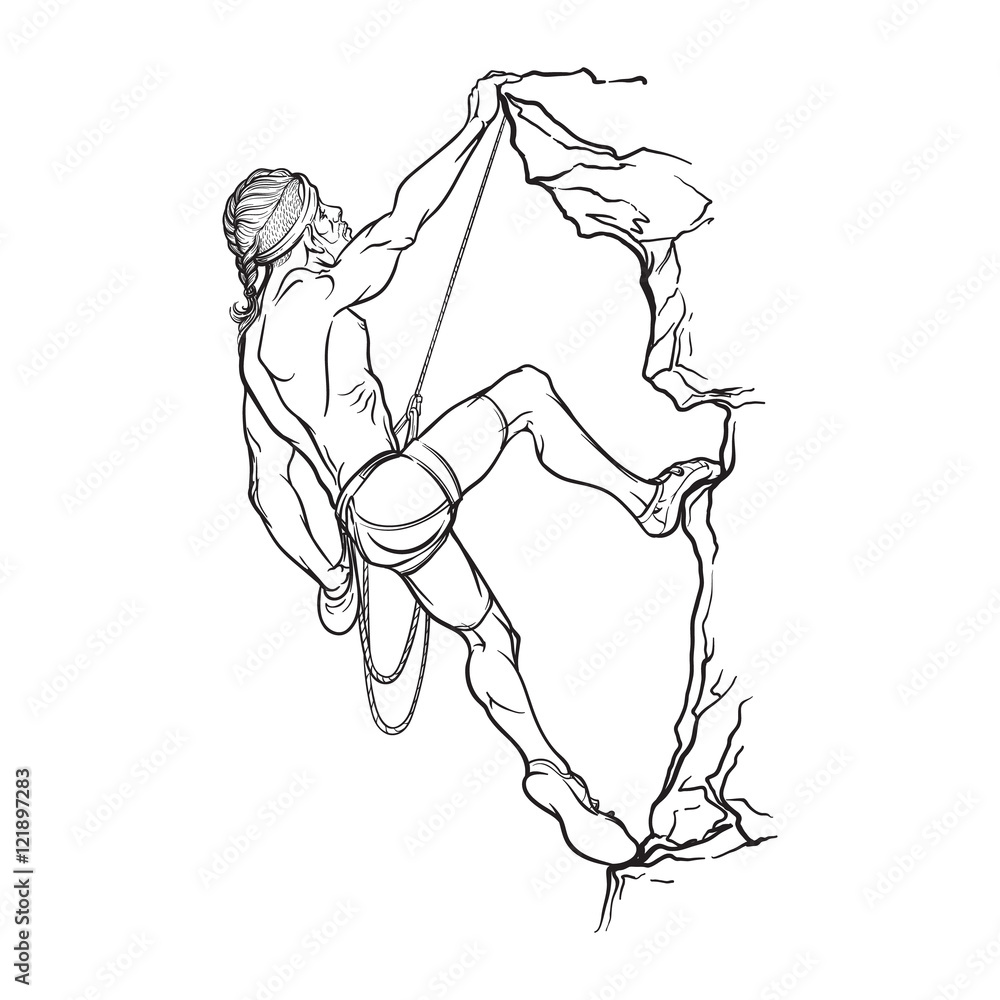 Rock climber BW Stock 벡터 Adobe Stock