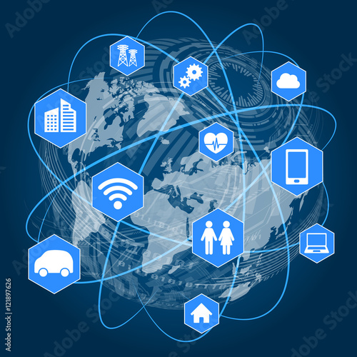 global network and internet of things, abstract illustration
