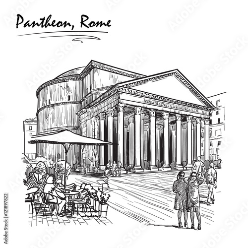 Pantheon sketch on a white BG