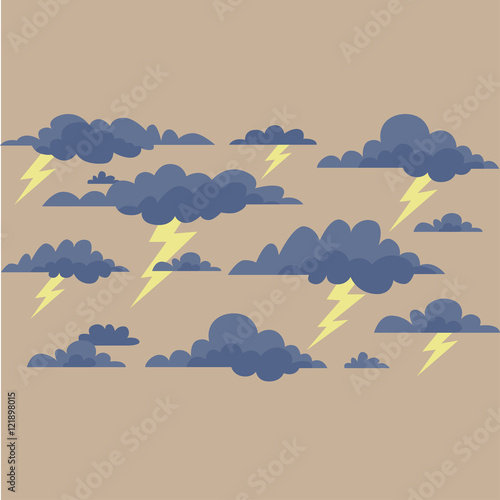 clouds with lightning on a cream
