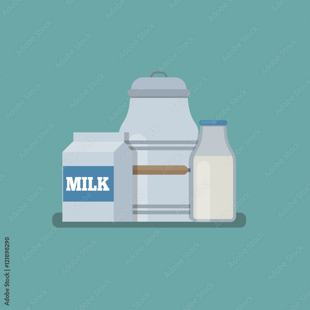 Milk and dairy products vector set in flat style. Milk and dairy products vector set in flat style.