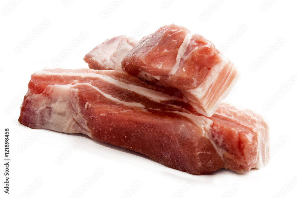 fat pork belly isolated on white background