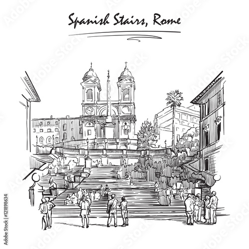 Spanish Stairs sketch on a white BG