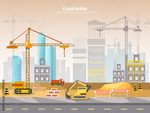Construction site industrial background building a house