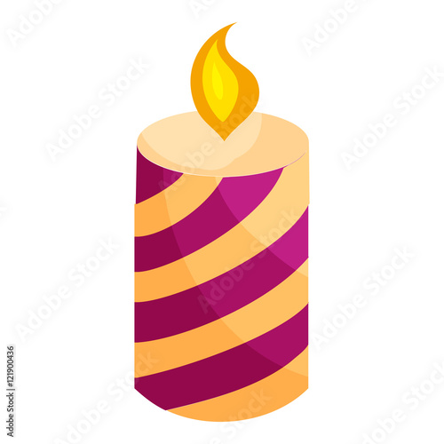Festive candle icon in cartoon style isolated on white background. Holiday symbol vector illustration