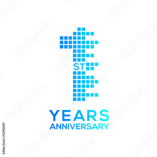 1 years anniversary with a pixels digital,technology logo