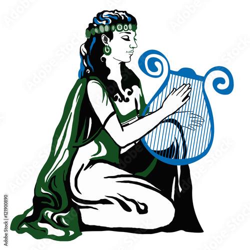 Greek woman on white background